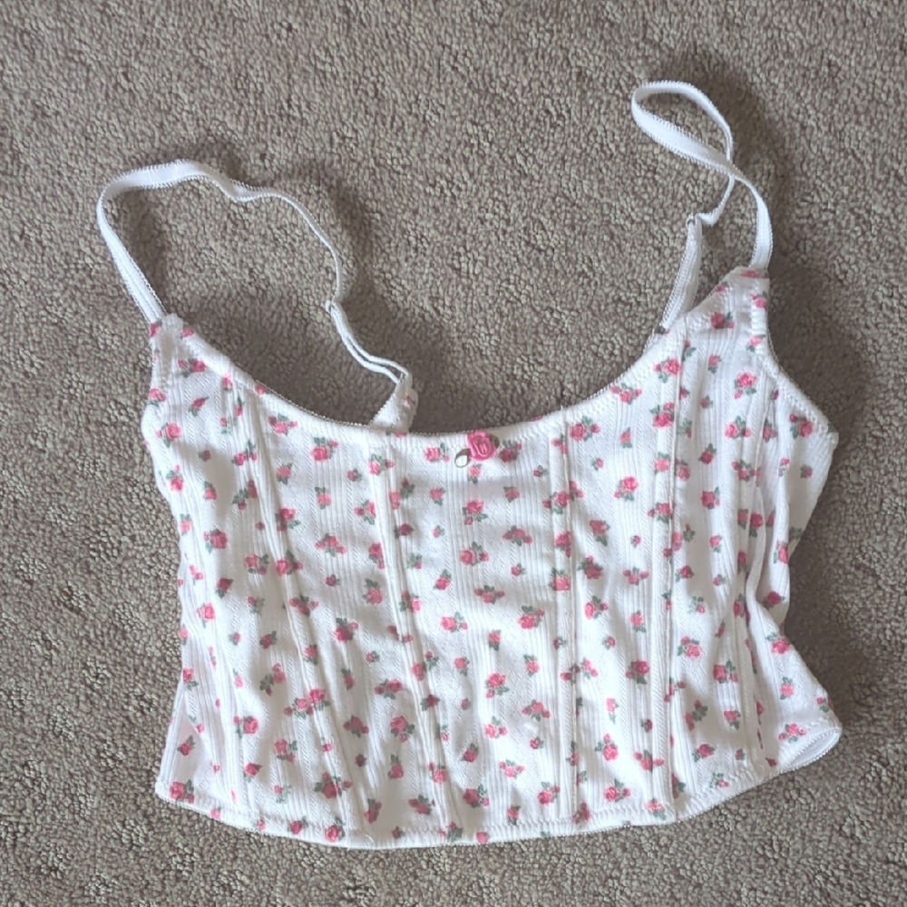 Floral White Crop Top
